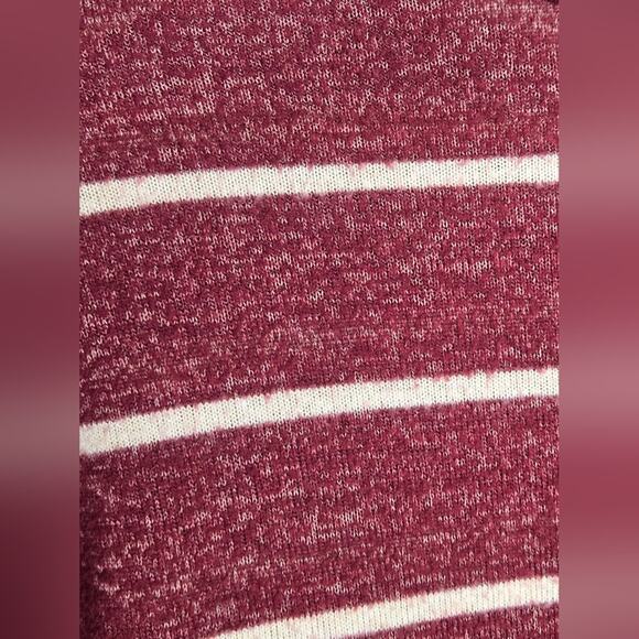 So Heritage  Womens Striped Maroon & White Crop Mock Turtleneck Longsleeve XS - Picture 4 of 5